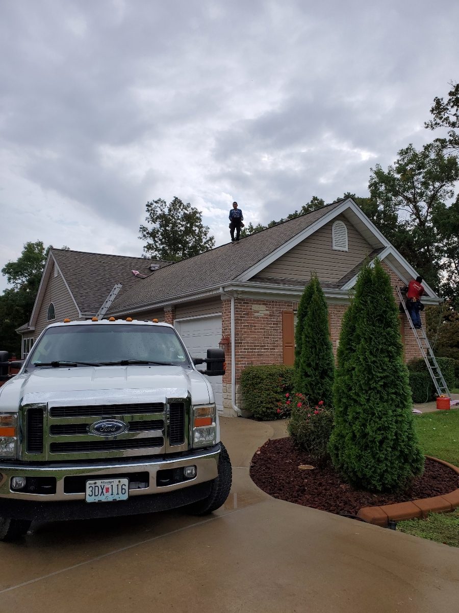 Roofing work in progress