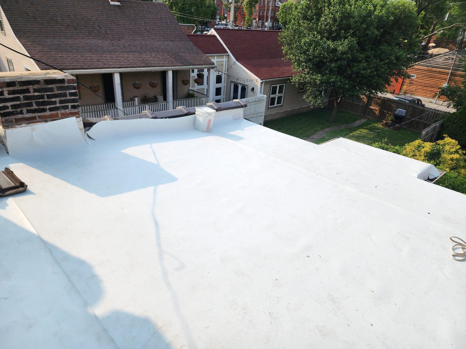 Finished white membrane flat roof